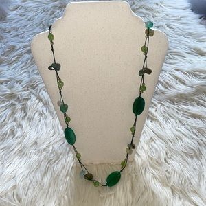 Long glass beaded necklace